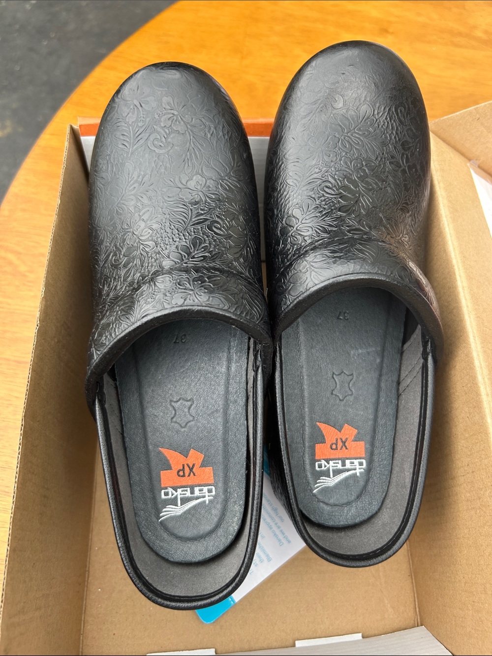 Black Embossed Leather Men’s Slip-On Clogs